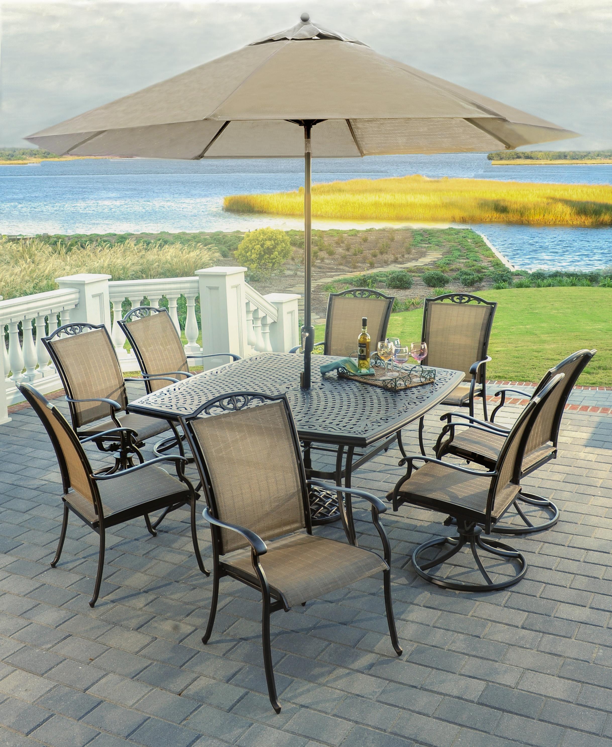 Agio Heritage 9ft Market Umbrella w/ Base AHFA Umbrella